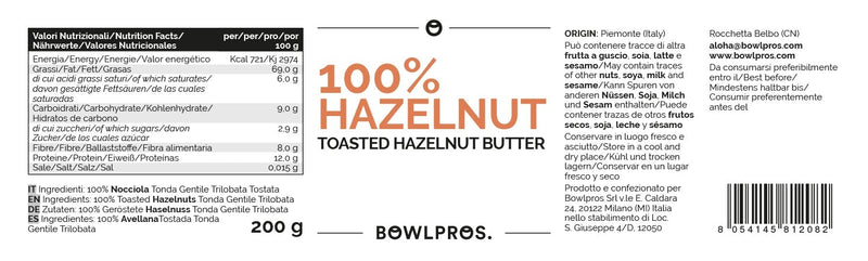 100% Hazelnut Butter label