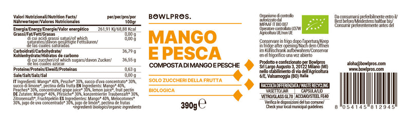 Compote of Mango and Peach label