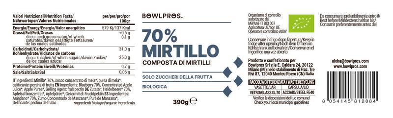 Compote 70% Blueberries label