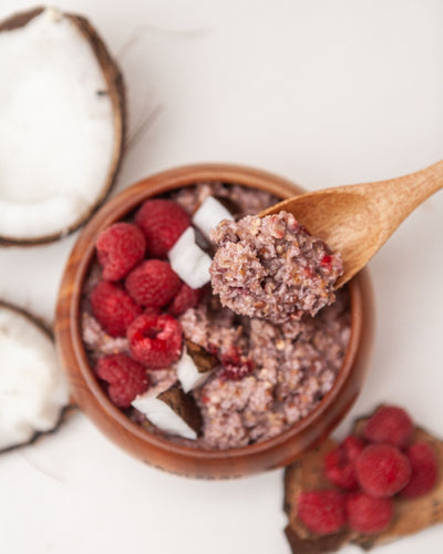 Porridge Coconut & Raspberries top